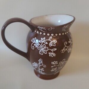 Temptations by Tara Floral Lace Brown Pitcher 20 oz